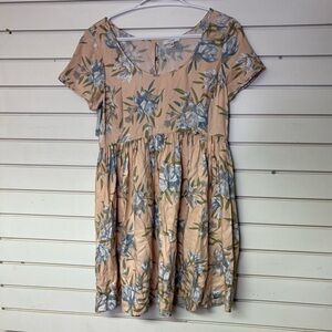 Aritzia Talula Womens Small Bayberry Blush Pink Floral Babydoll Mini Dress Rayon